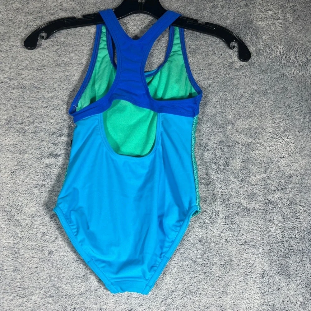Speedo Girls Cyan Blue Racerback One Piece Swimsuit 7714001462 Size 8 NWT‎